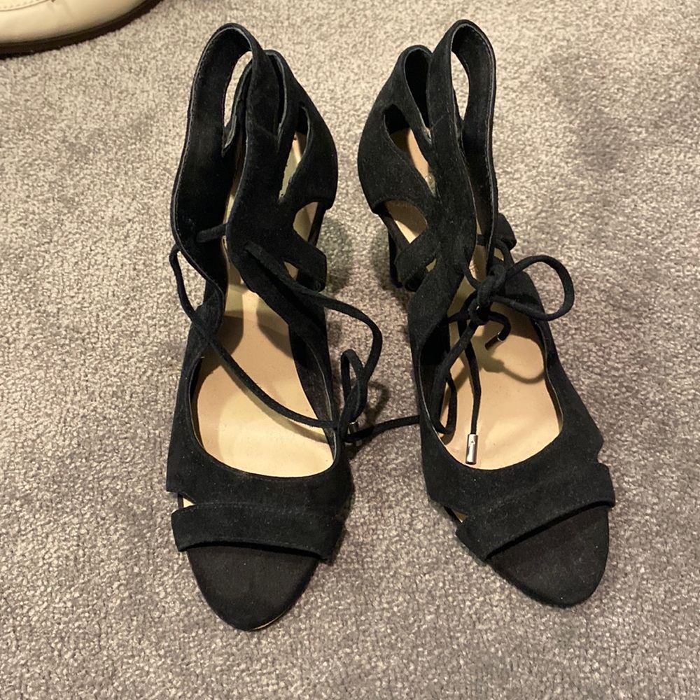 Black lace up heels